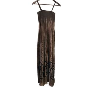 Lapis Anthropologie Smocked Maxi Dress Brown Fairycore Fairy One Size Fits All